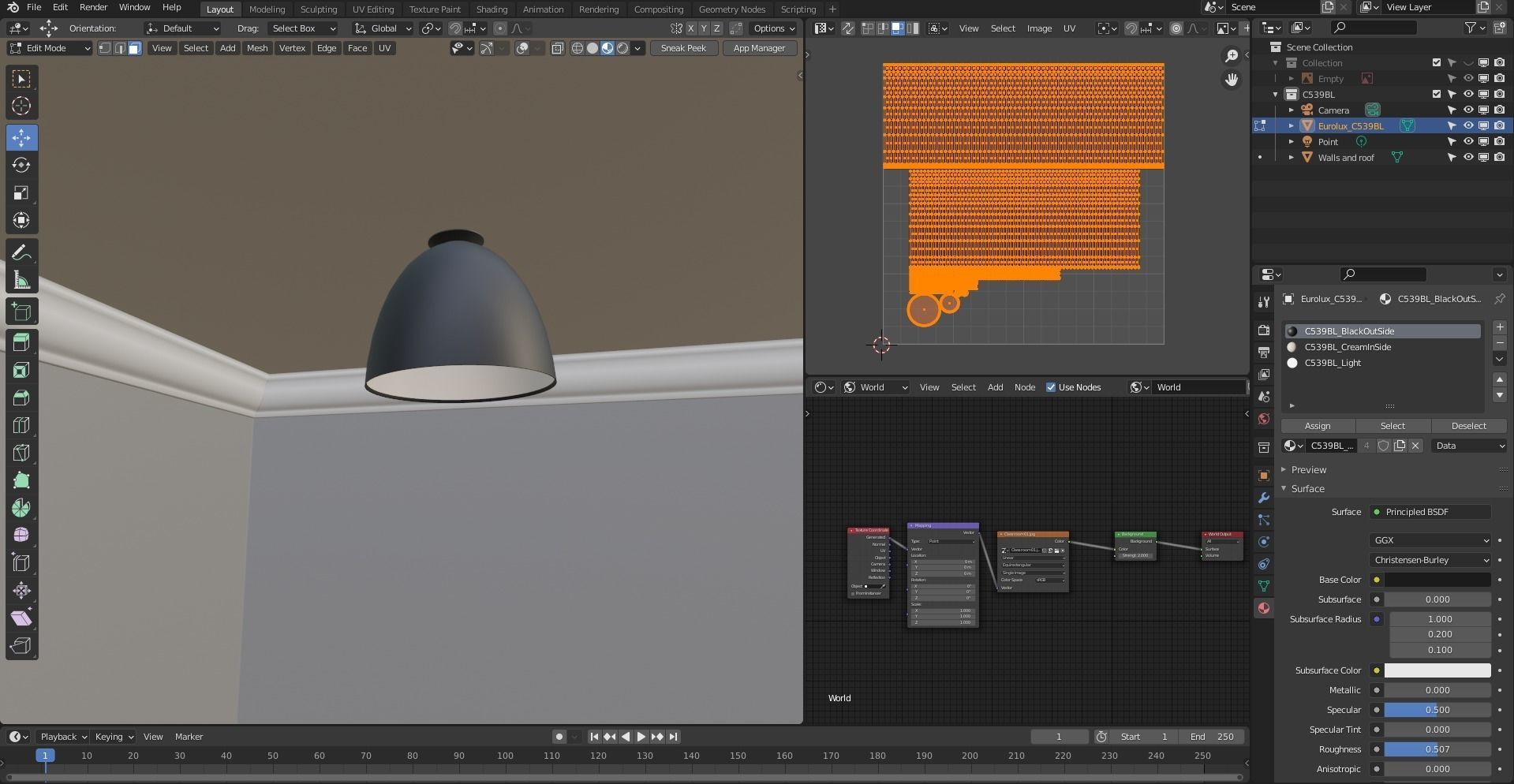 Ceiling light C539BL Low-poly 3D model_11