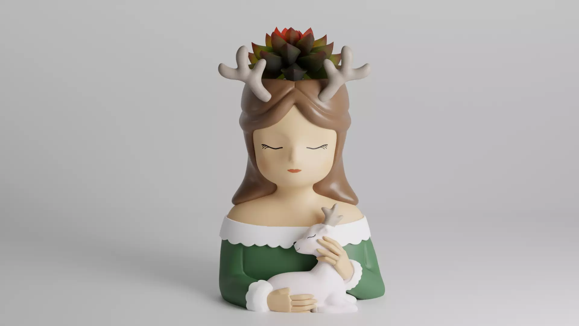 Deer Goddess Planter 3D print model