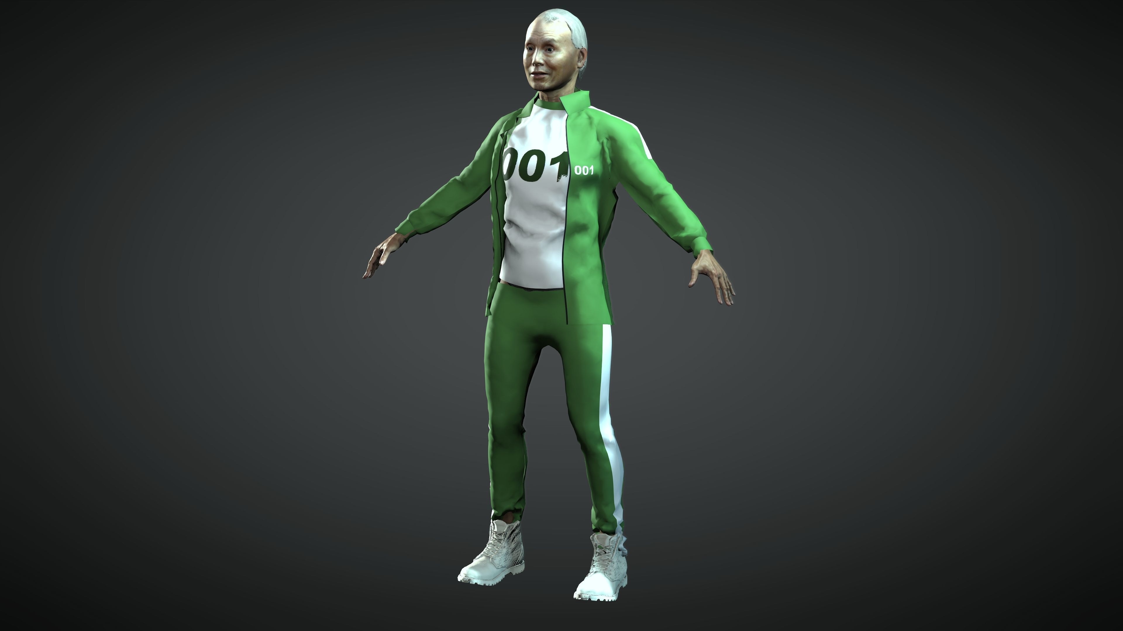 Squid Game Oh Il Nam Low-poly 3D model_2