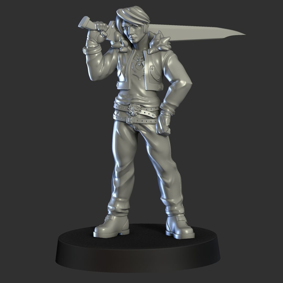 Squall Leonhart from Final Fantasy VIII 3D Print Miniature 3D print model_1