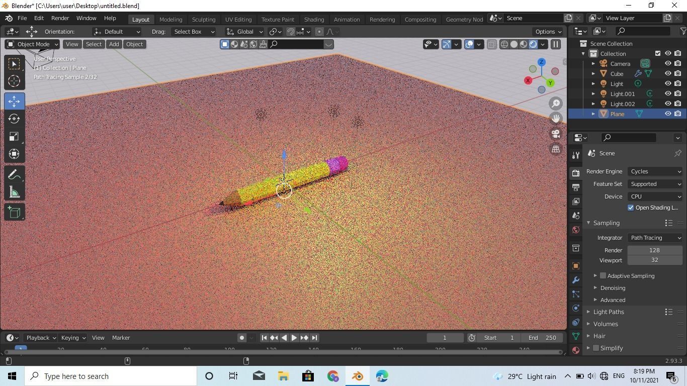 renderman pencil Low-poly 3D model_11