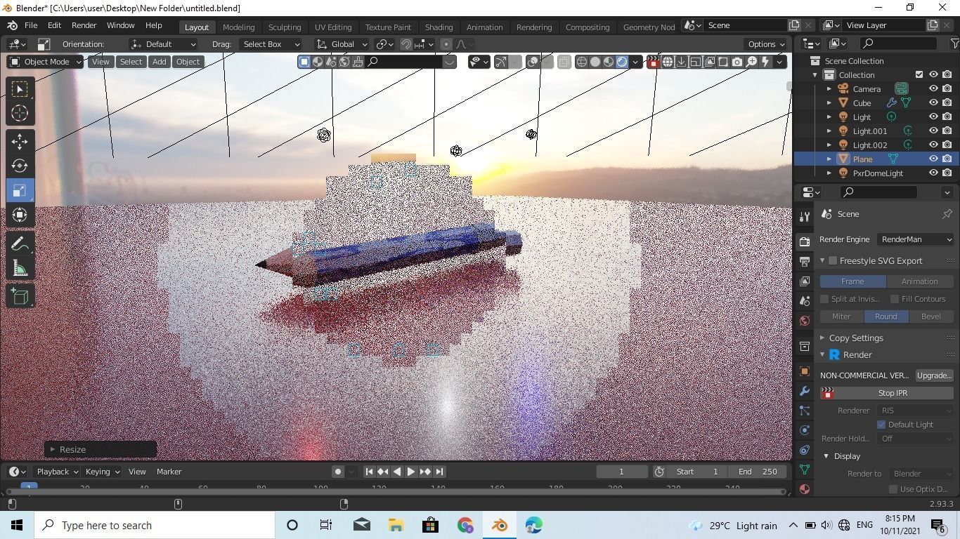 renderman pencil Low-poly 3D model_5