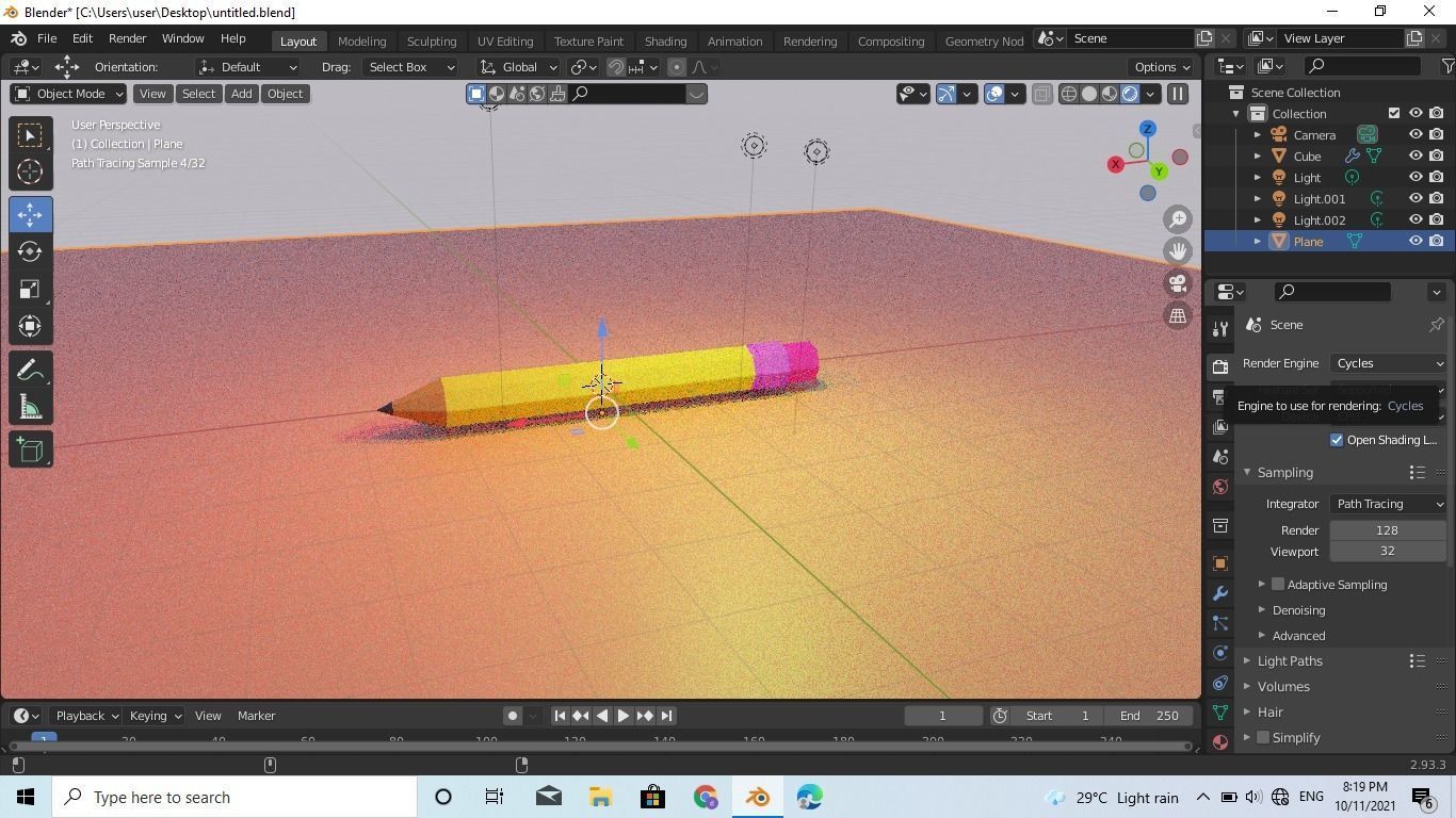 renderman pencil Low-poly 3D model_10