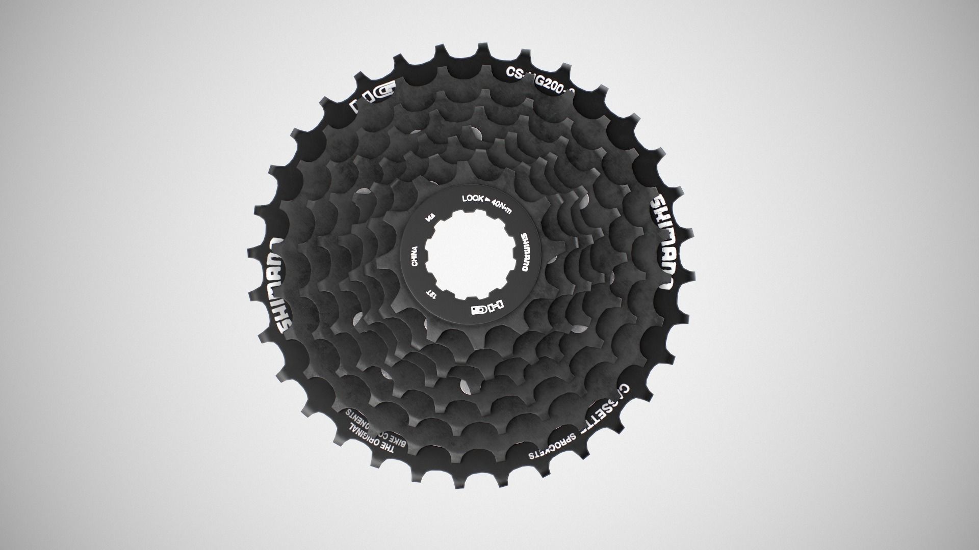 Shimano CSHG 200-8 Speed Cassette Black Low-poly 3D model_3