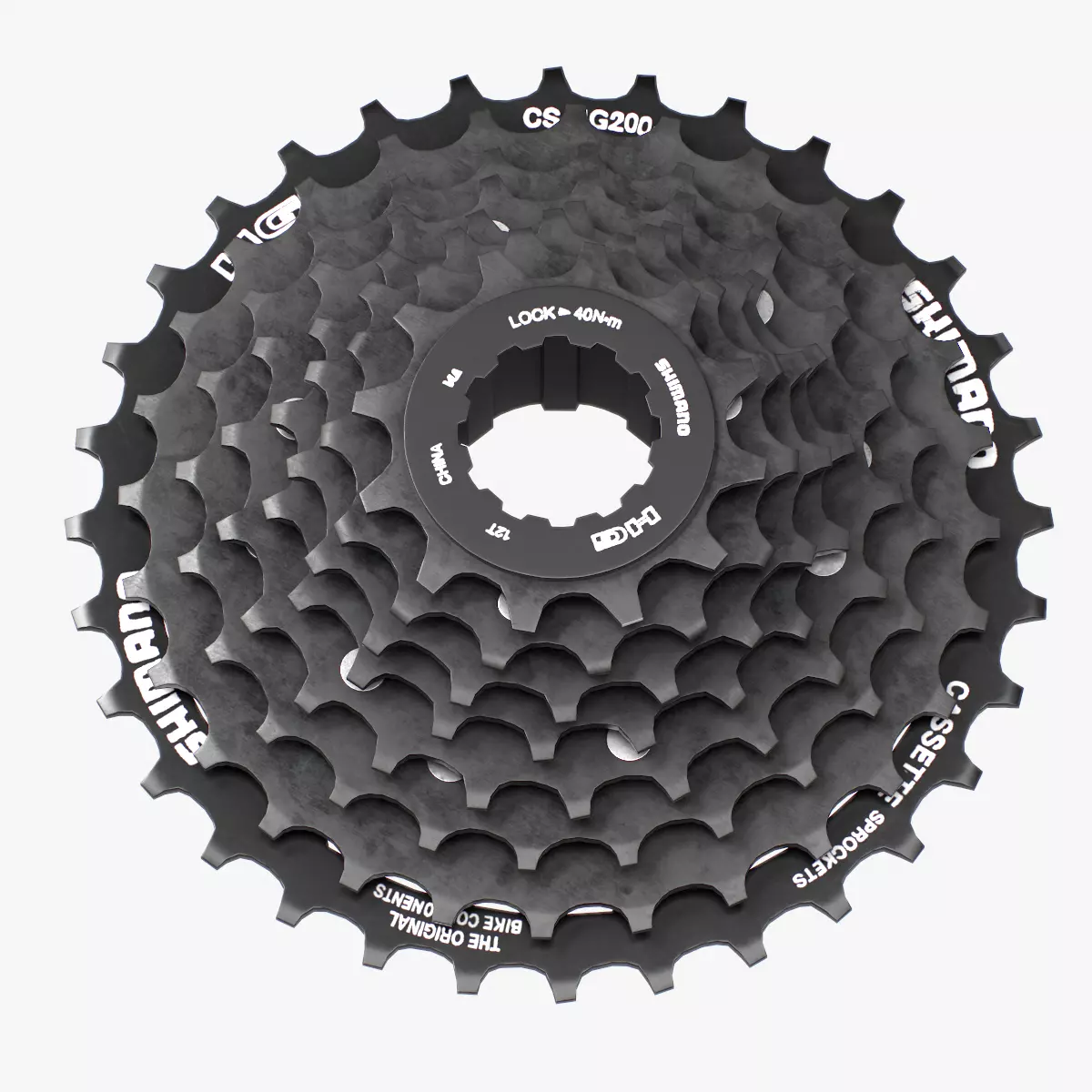 Shimano CSHG 200-8 Speed Cassette Black Low-poly 3D model_0