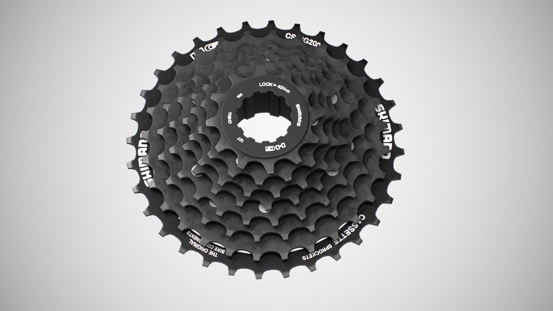 Shimano CSHG 200-8 Speed Cassette Black Low-poly 3D model_2