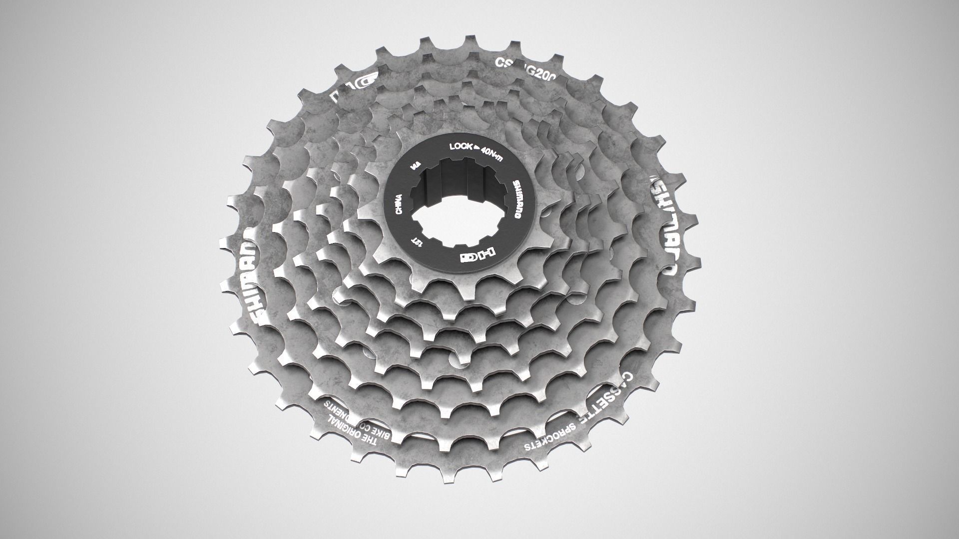 Shimano CSHG 200-8 Speed Cassette Silver Low-poly 3D model_2