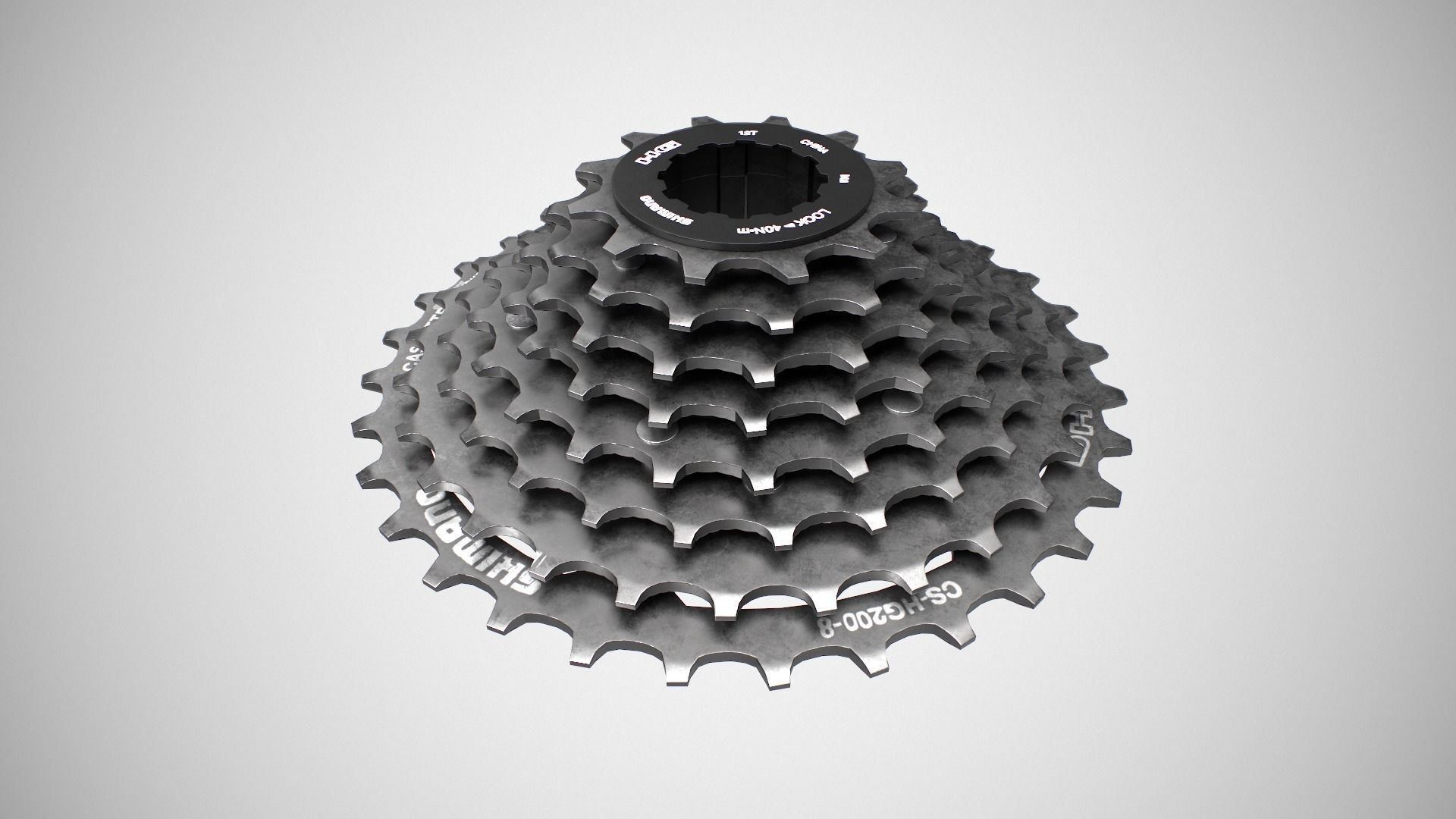 Shimano CSHG 200-8 Speed Cassette Silver Low-poly 3D model_1