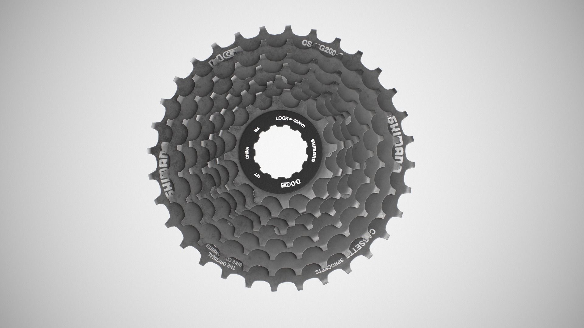 Shimano CSHG 200-8 Speed Cassette Silver Low-poly 3D model_3