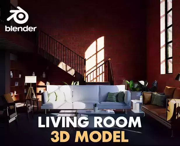 industrial living room 3D model