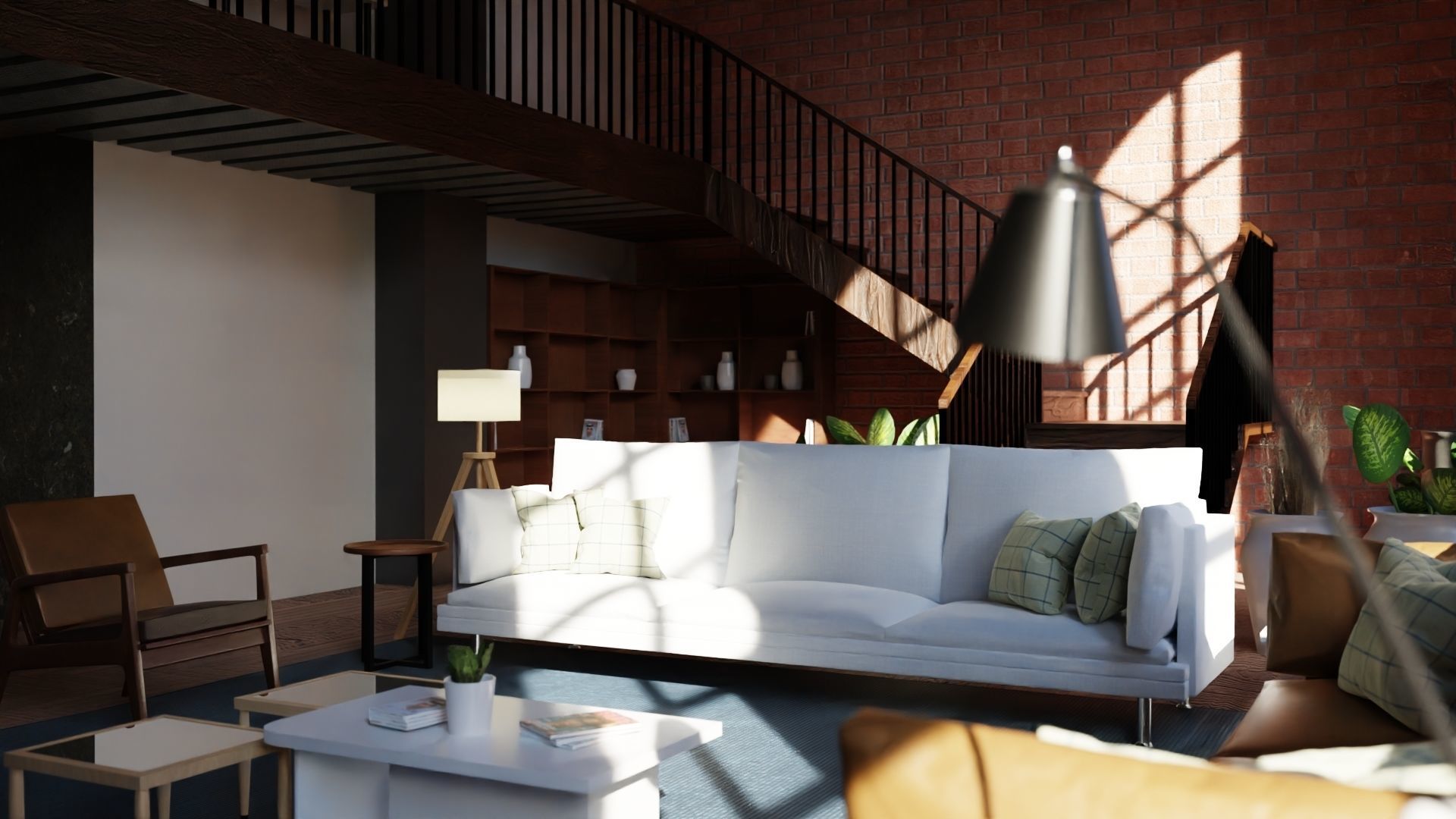 industrial living room 3D model_3