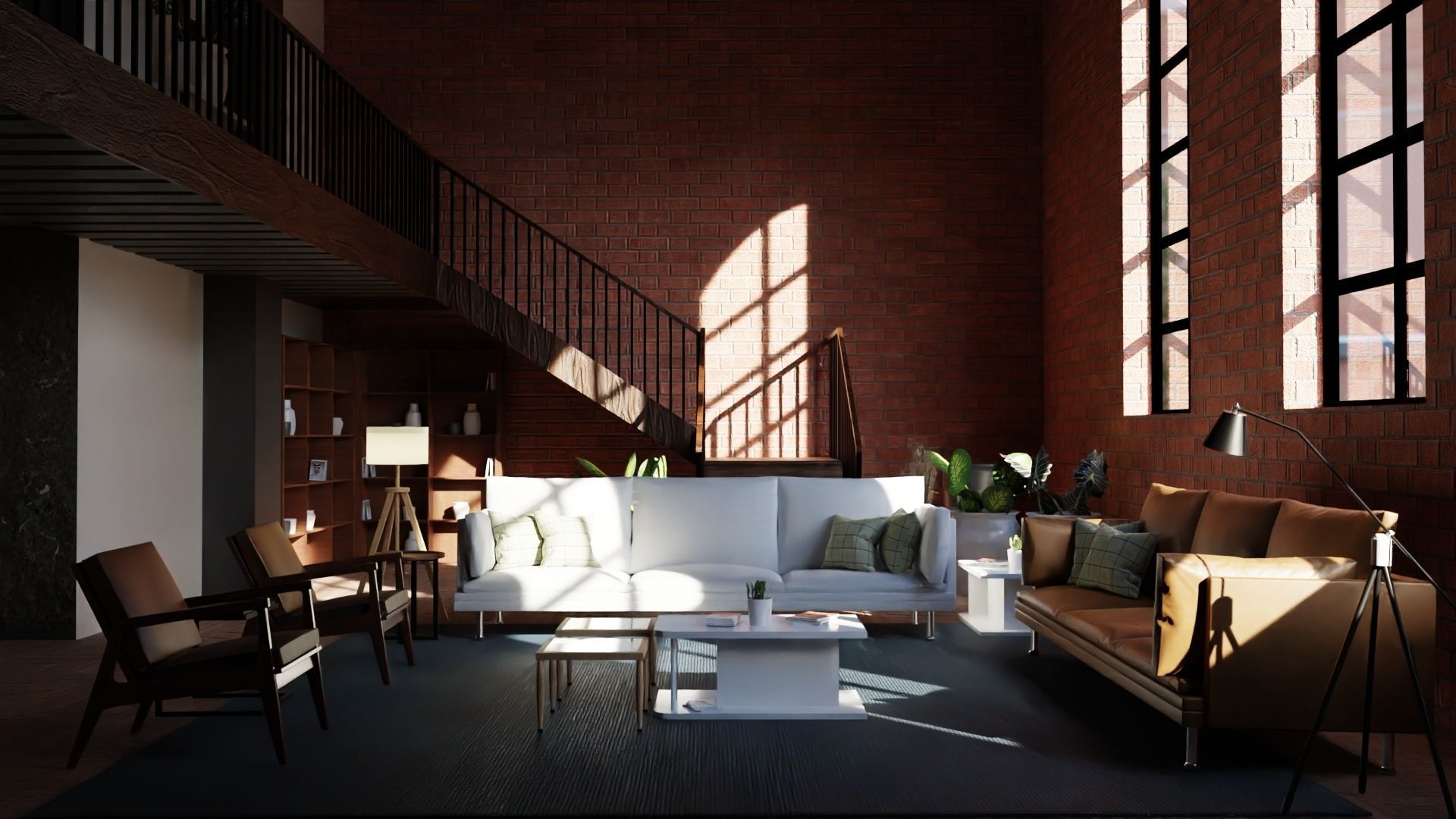 industrial living room 3D model_1