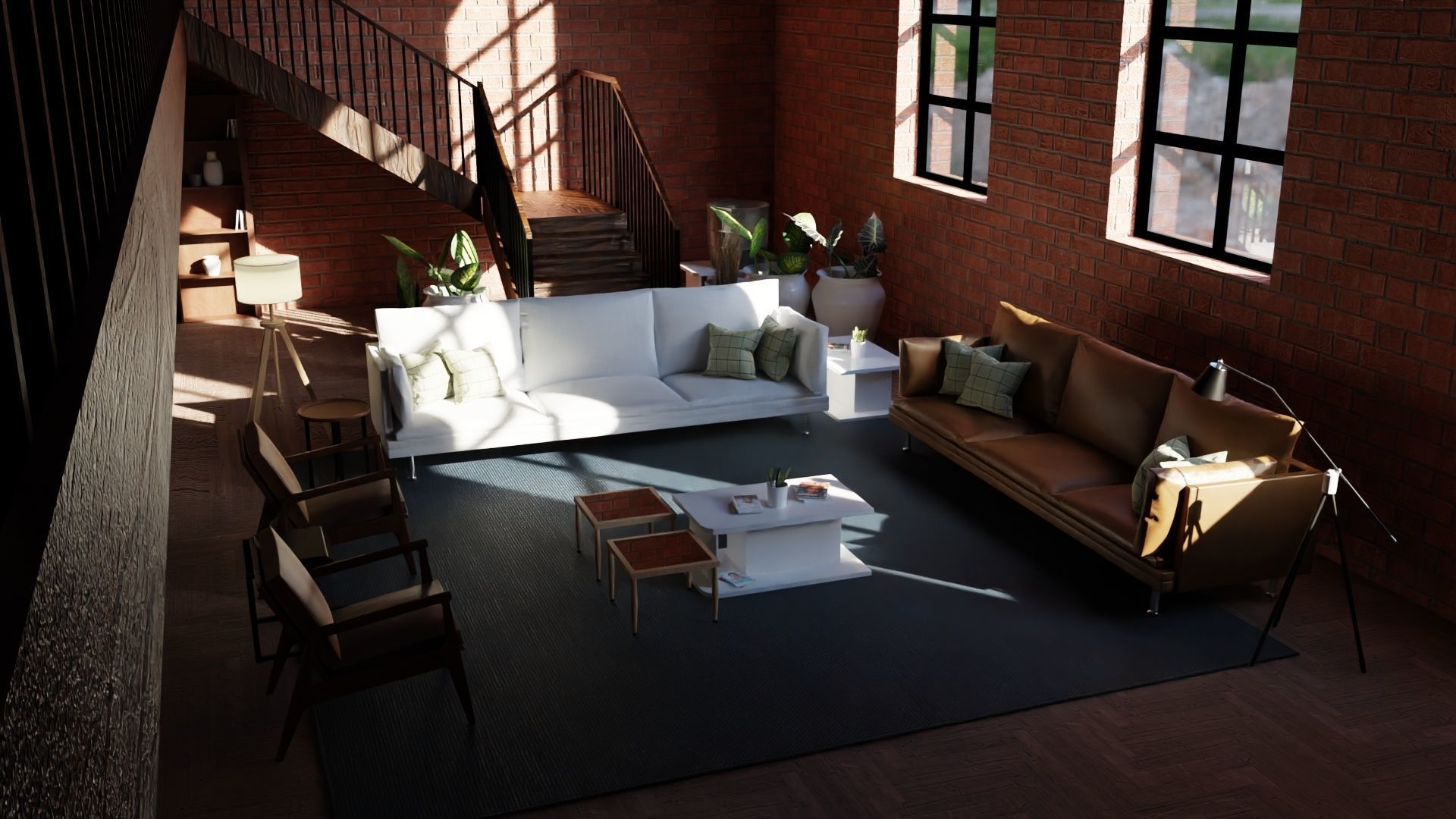 industrial living room 3D model_2