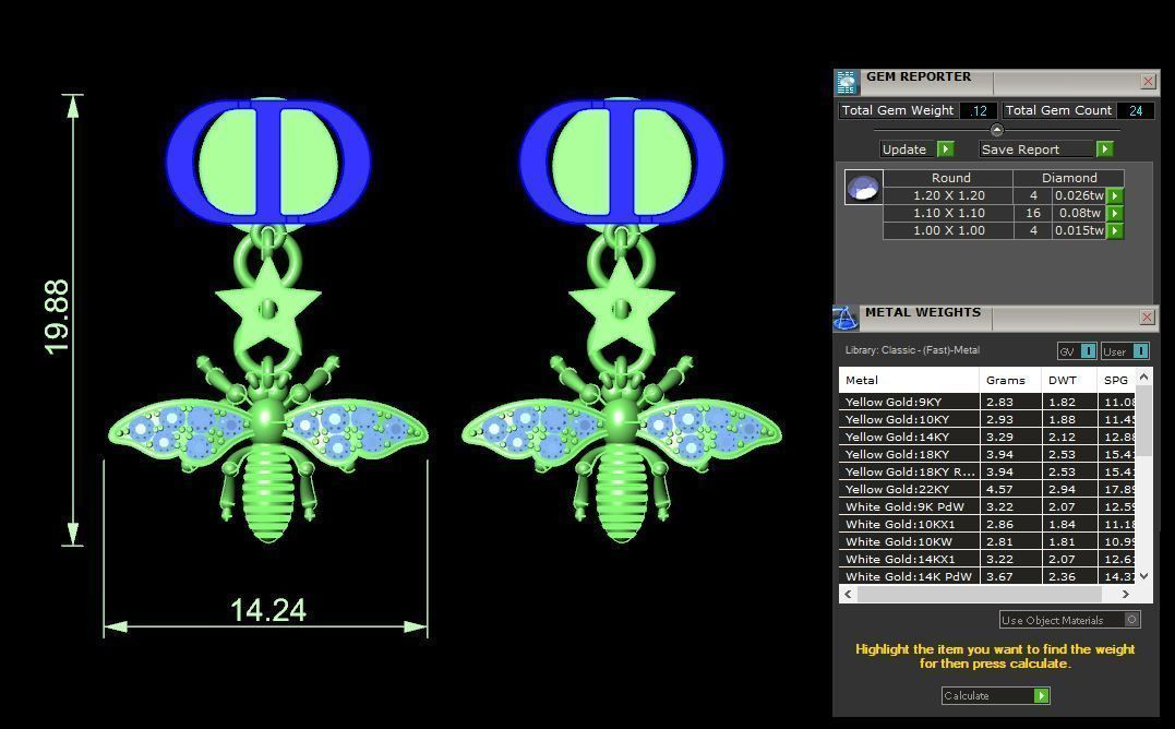  Dior earrings 3D print model Ready to print 3d 3D print model_3