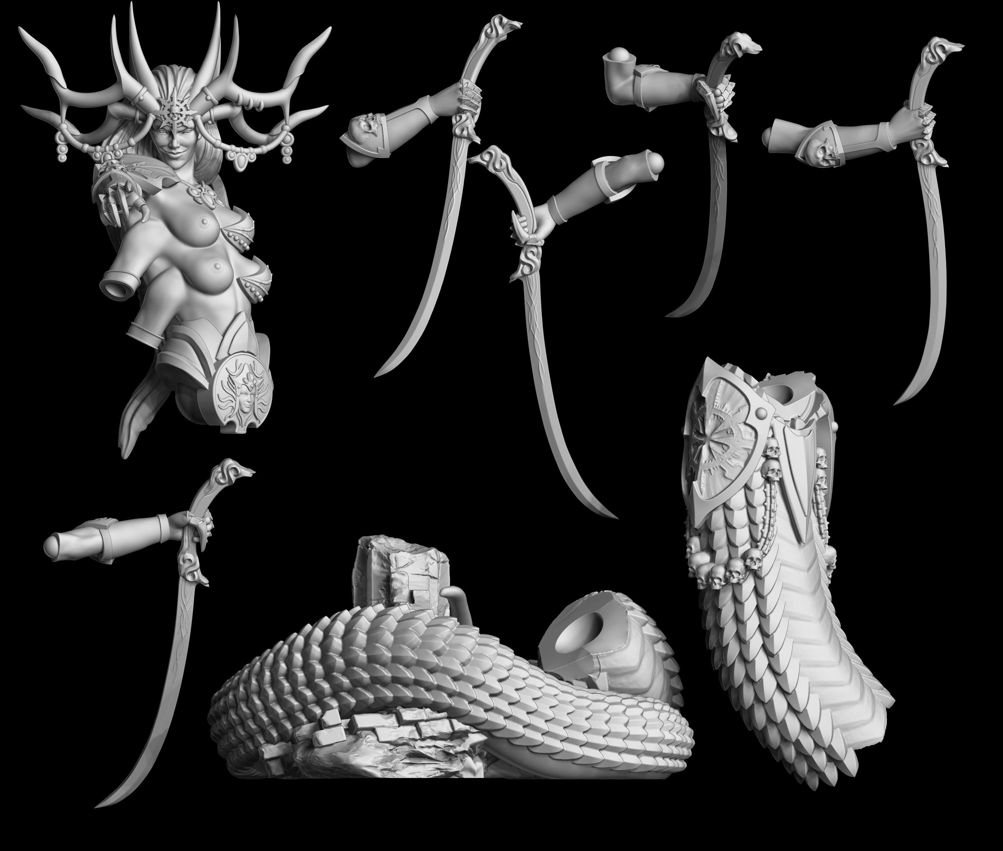 Sasha statue of woman with horns 3D print model_3