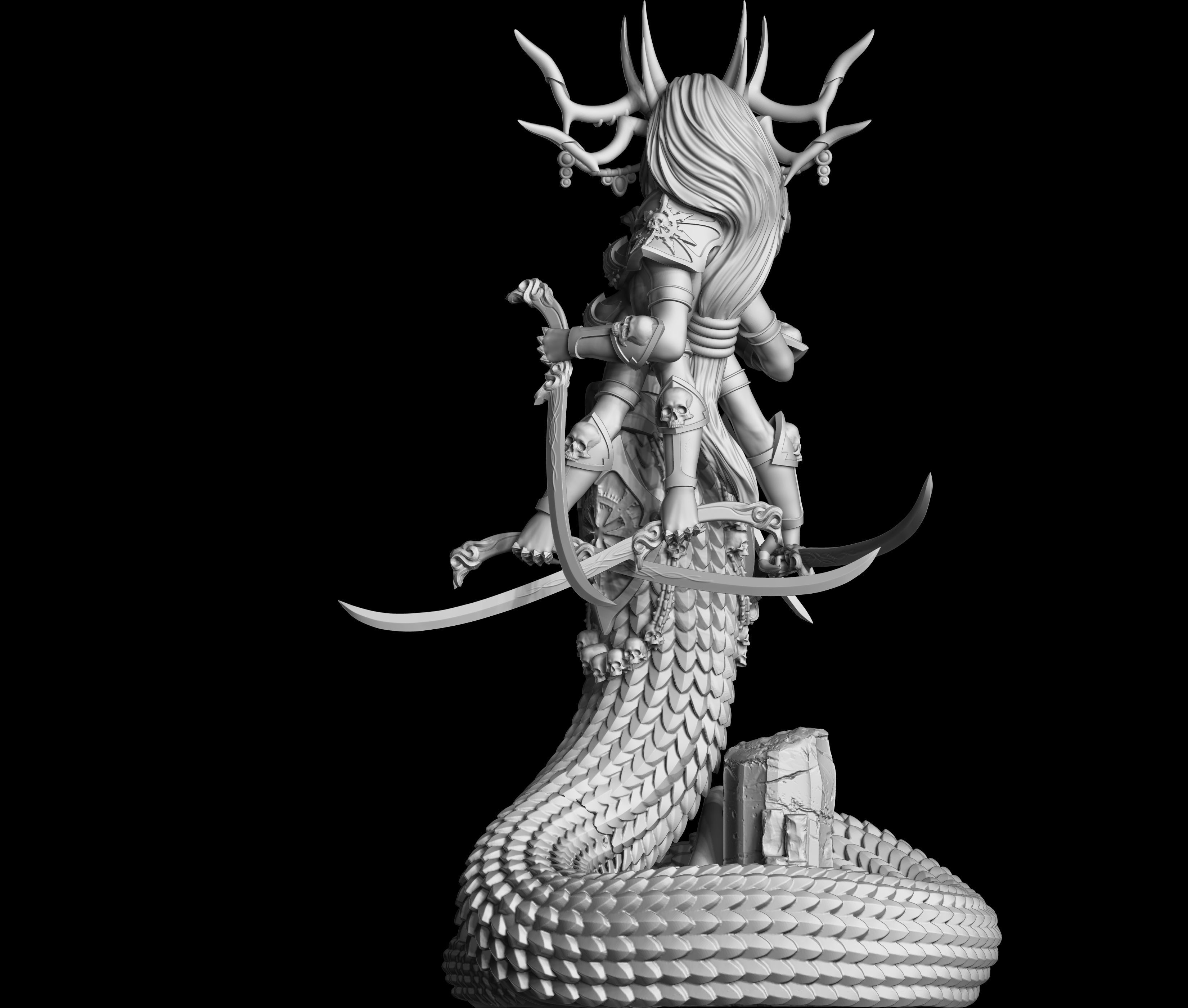 Sasha statue of woman with horns 3D print model_6
