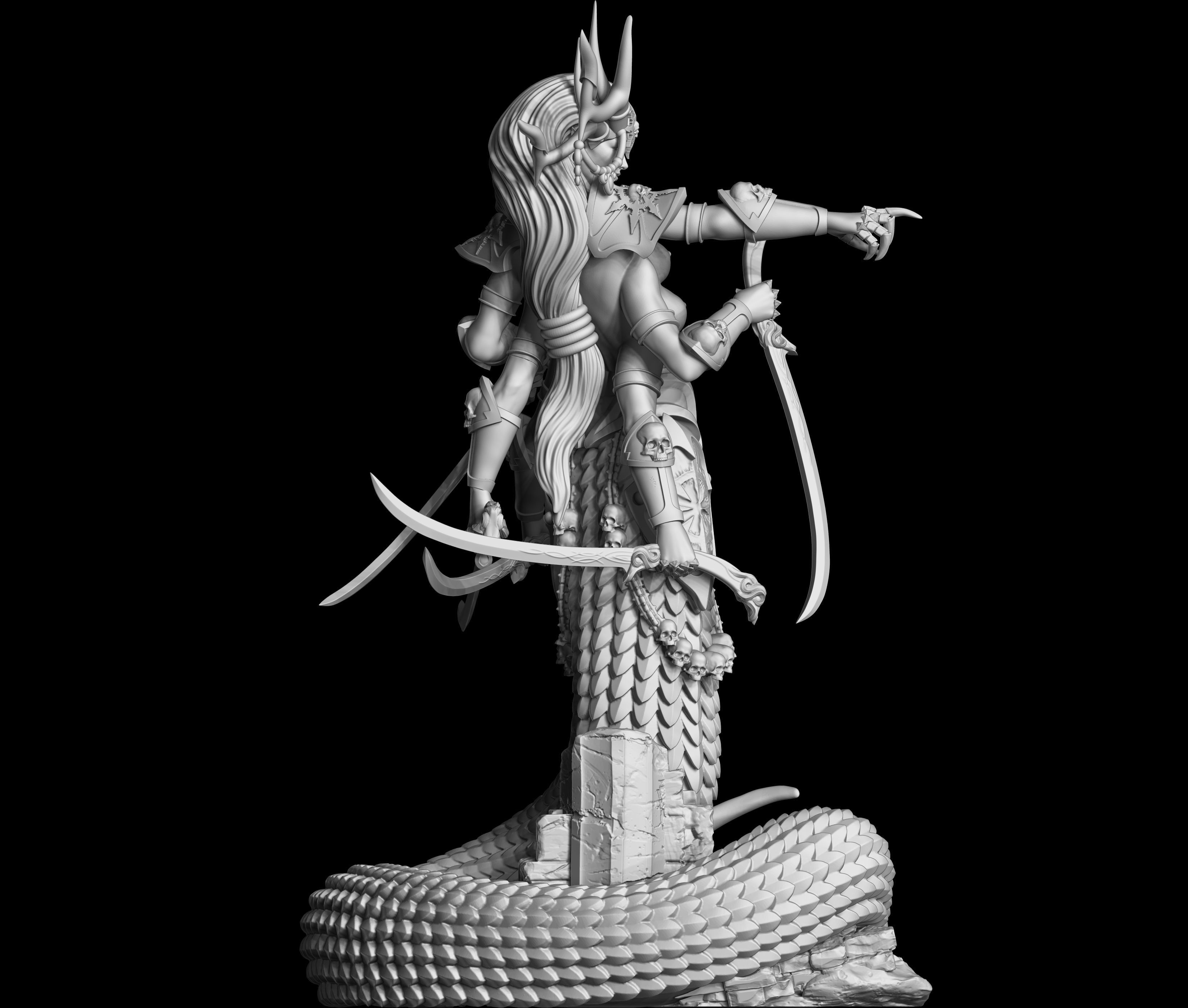 Sasha statue of woman with horns 3D print model_4