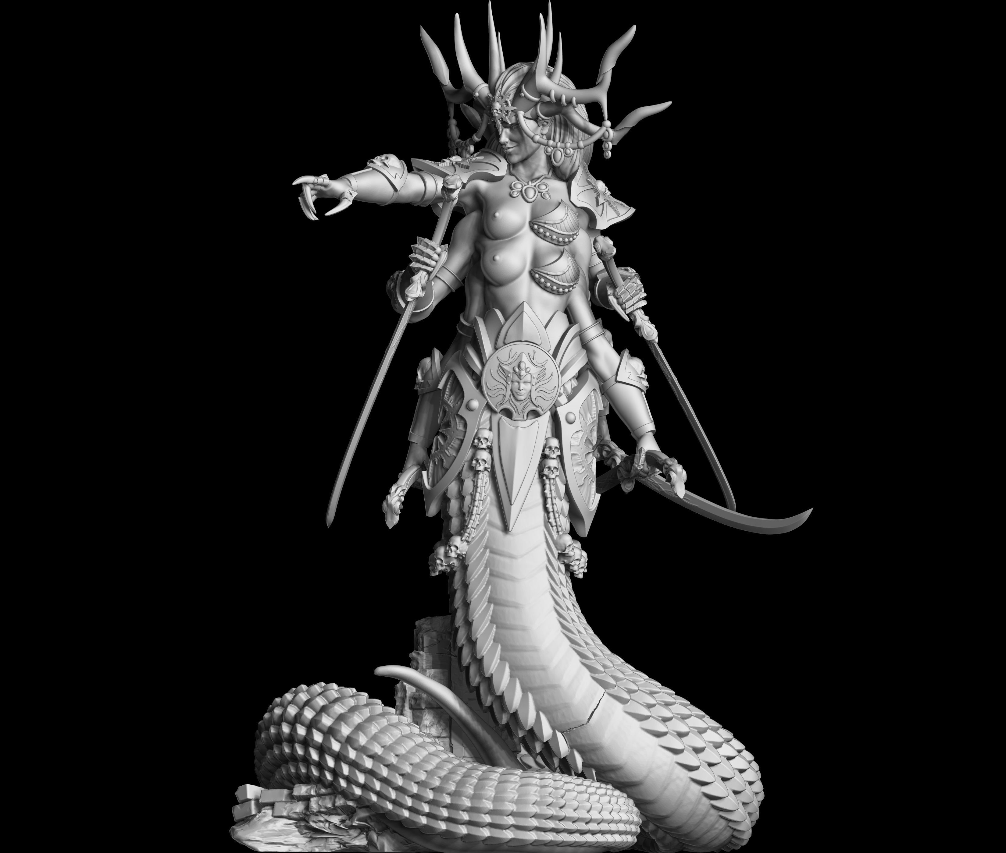 Sasha statue of woman with horns 3D print model_1