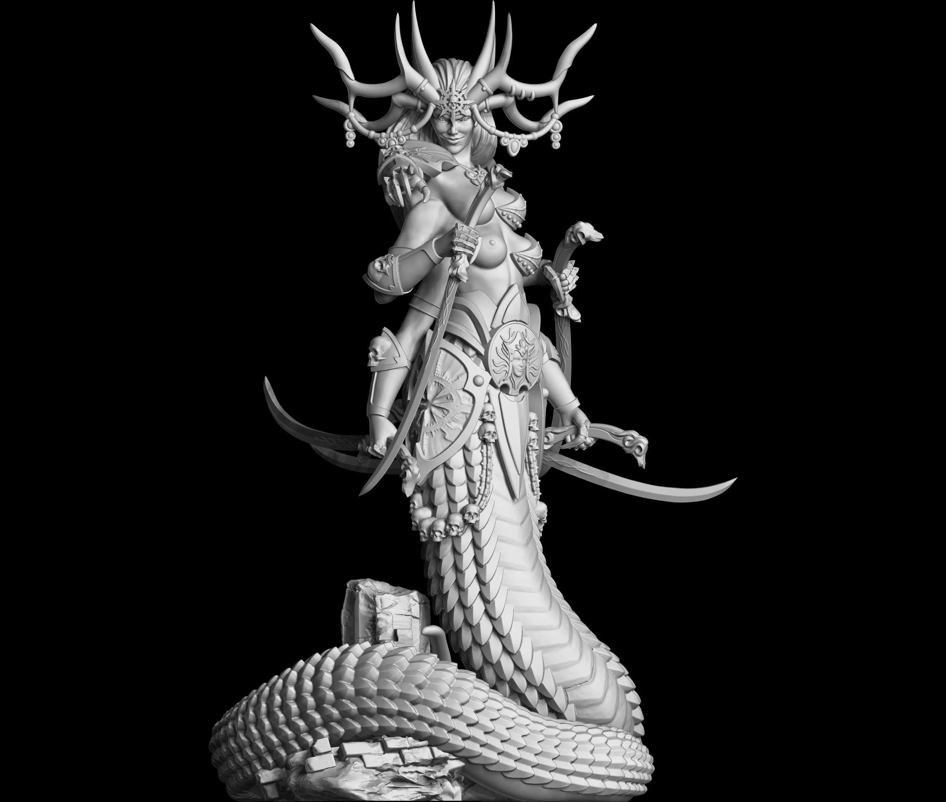 Sasha statue of woman with horns 3D print model_0