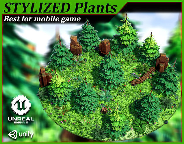 Stylized Plant Low-poly 3D model