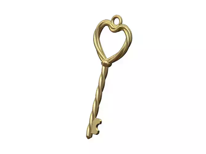 Braided wire heart key pendant 