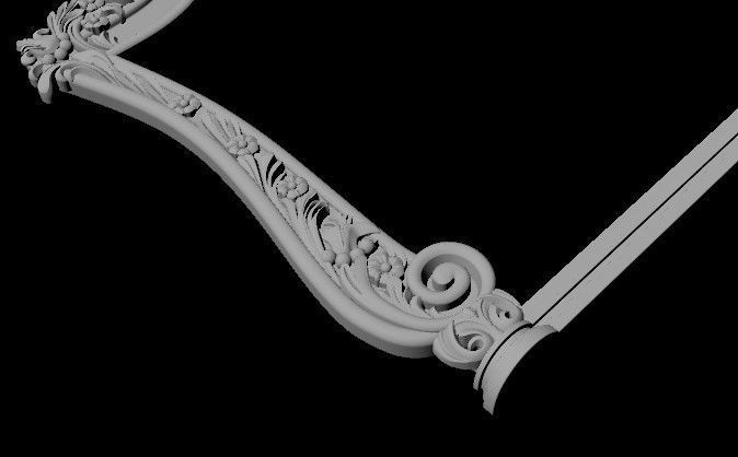 mirror ornate gold frame 3D model_1