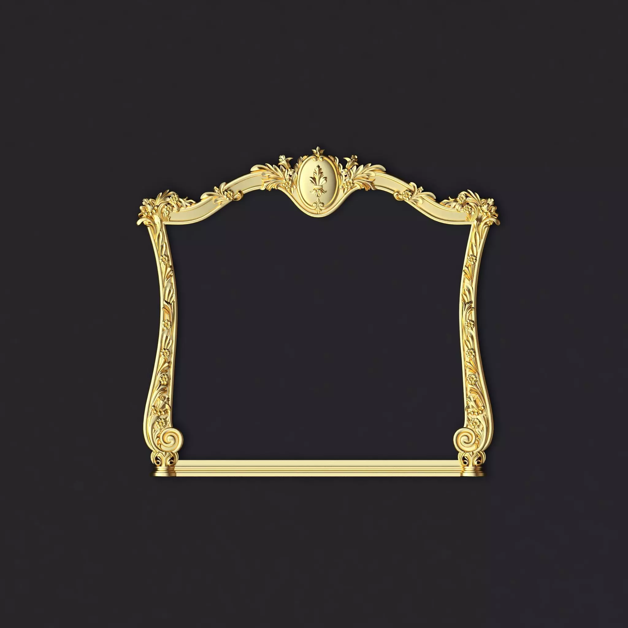 mirror ornate gold frame 3D model_0