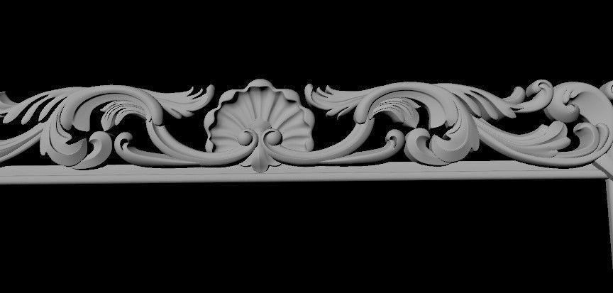 mirror gold ornate frame 3D model_2