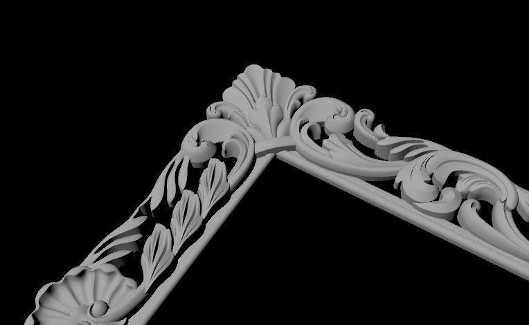 mirror gold ornate frame 3D model_1