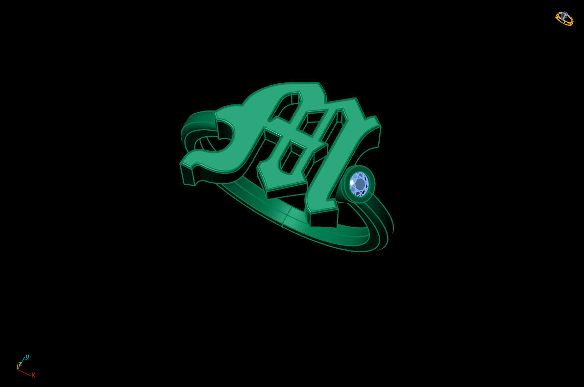 - Old English font ring M 3D print model_9