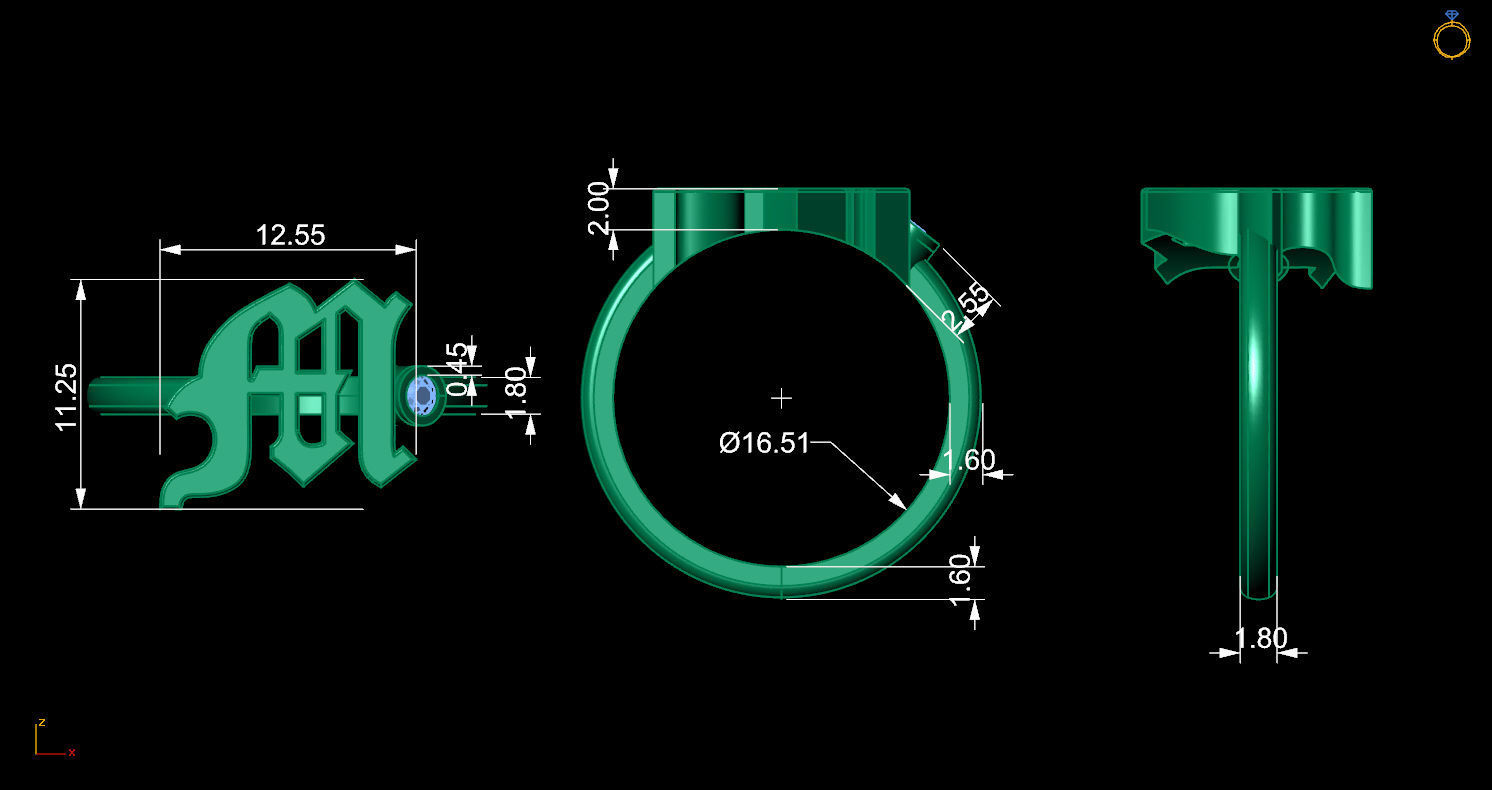 - Old English font ring M 3D print model_11