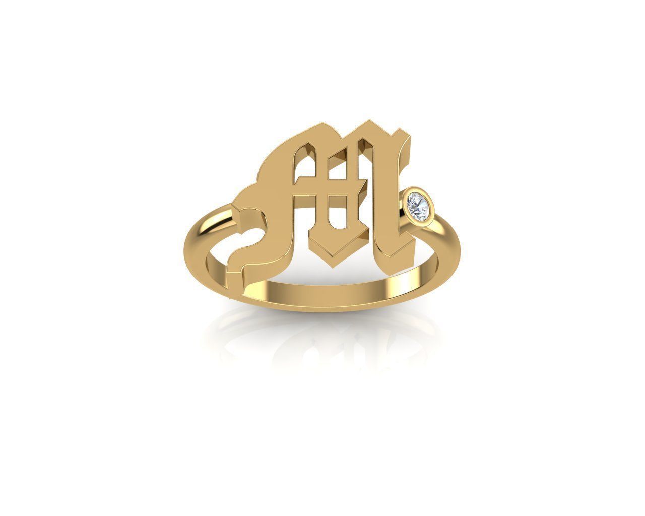 - Old English font ring M 3D print model_1