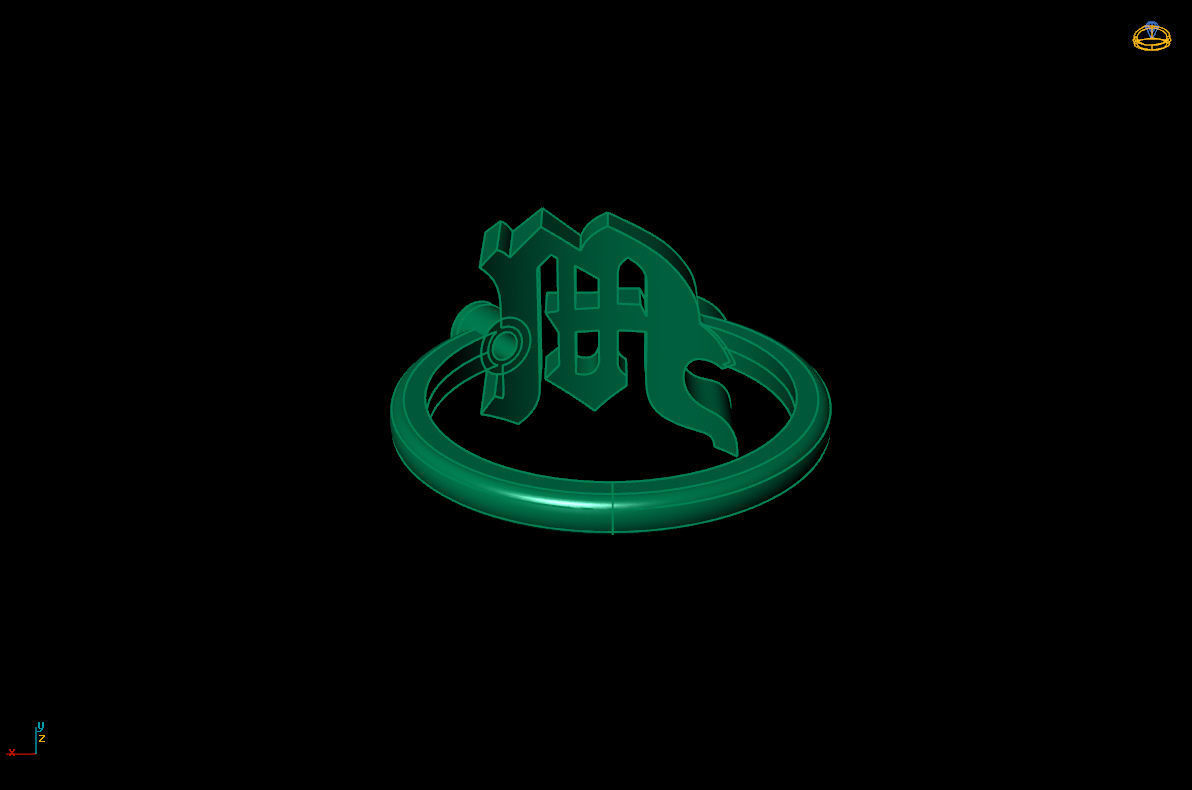 - Old English font ring M 3D print model_10