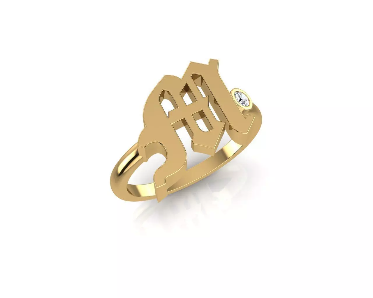 - Old English font ring M 3D print model_0