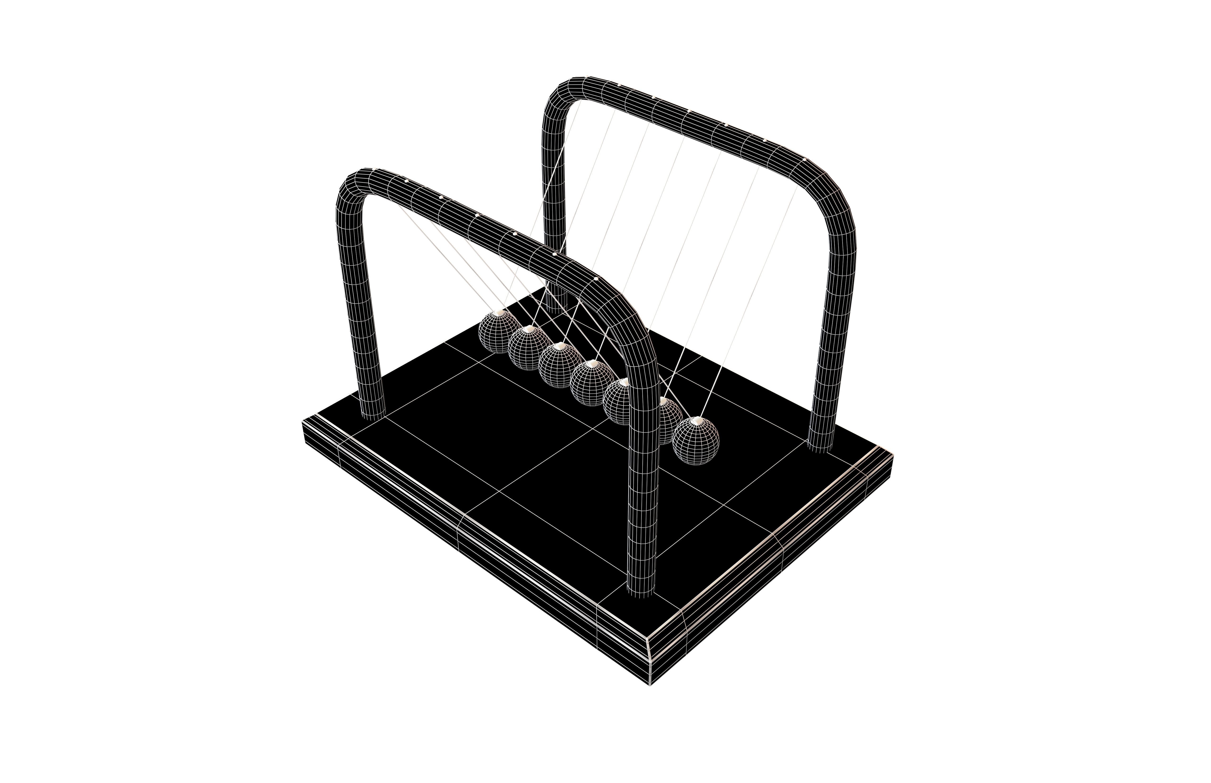 Newton Cradle v1 001 Low-poly 3D model_6