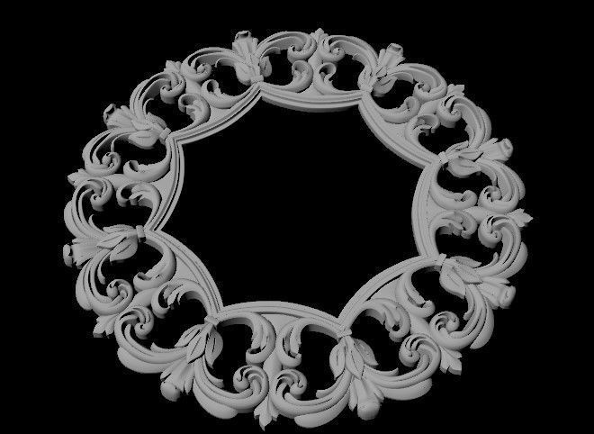 mirror golden ornate frame 3D model_1
