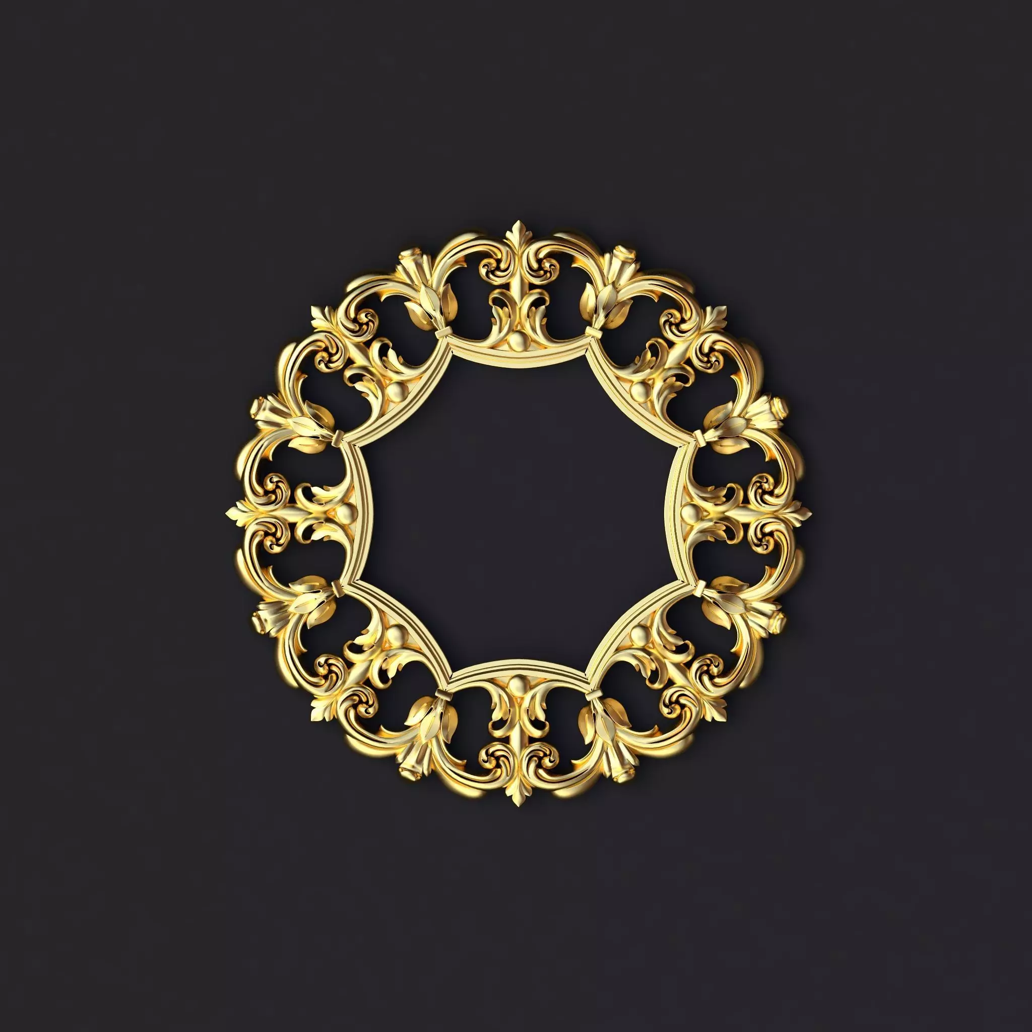 mirror golden ornate frame 3D model_0