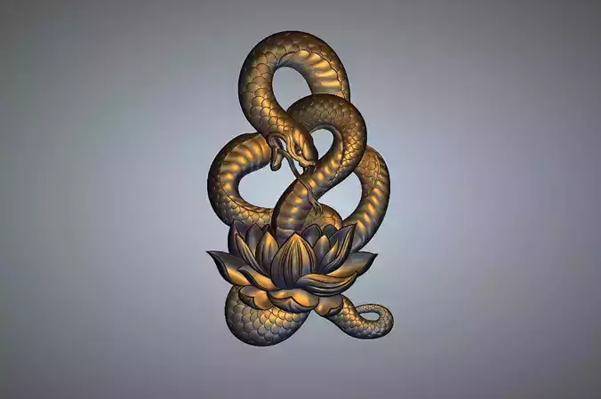 Snake with lotus flower