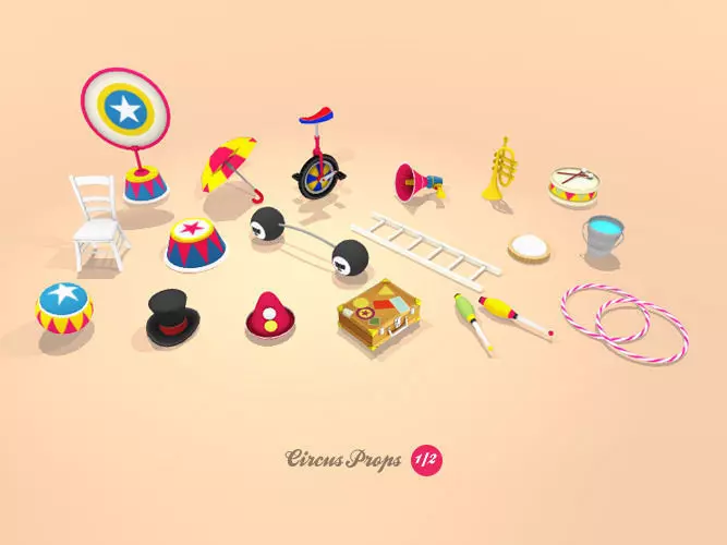 Circus Props Low-poly 3D model_0