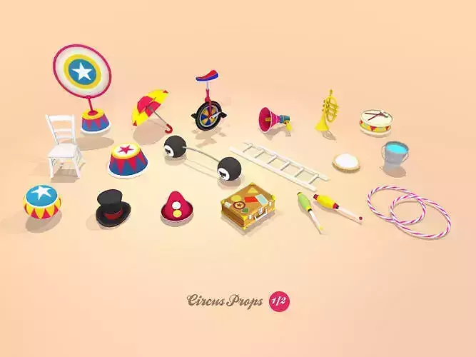 Circus Props Low-poly 3D model