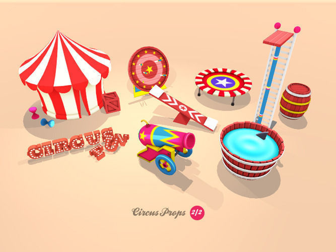 Circus Props Low-poly 3D model_1