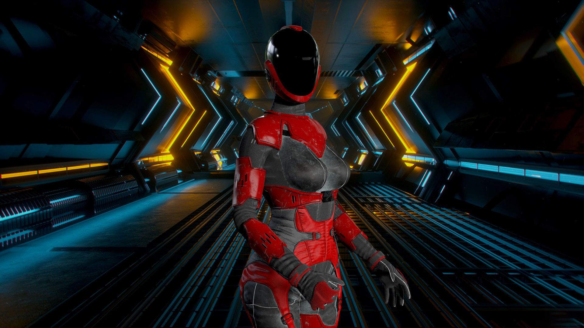 Space girls Low-poly 3D model_8