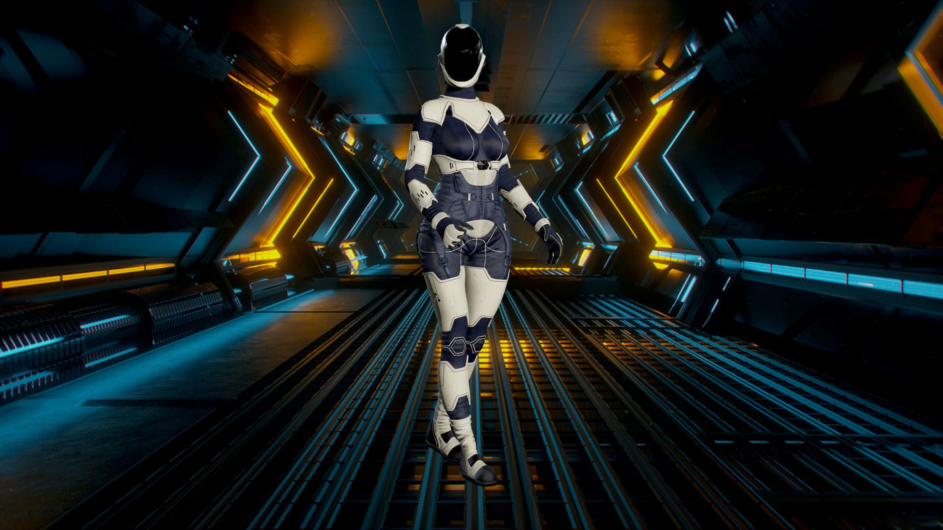 Space girls Low-poly 3D model_5