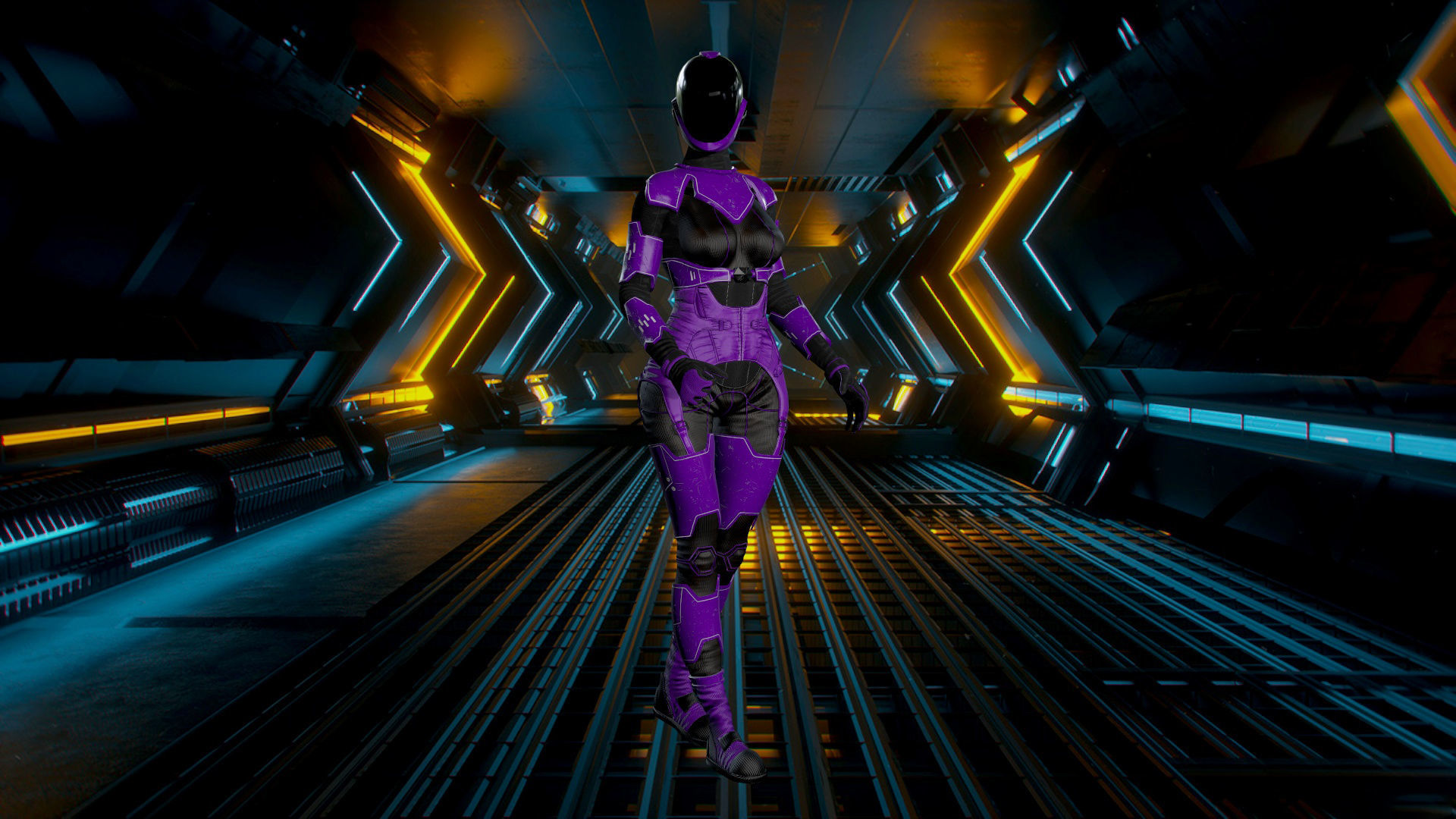 Space girls Low-poly 3D model_4