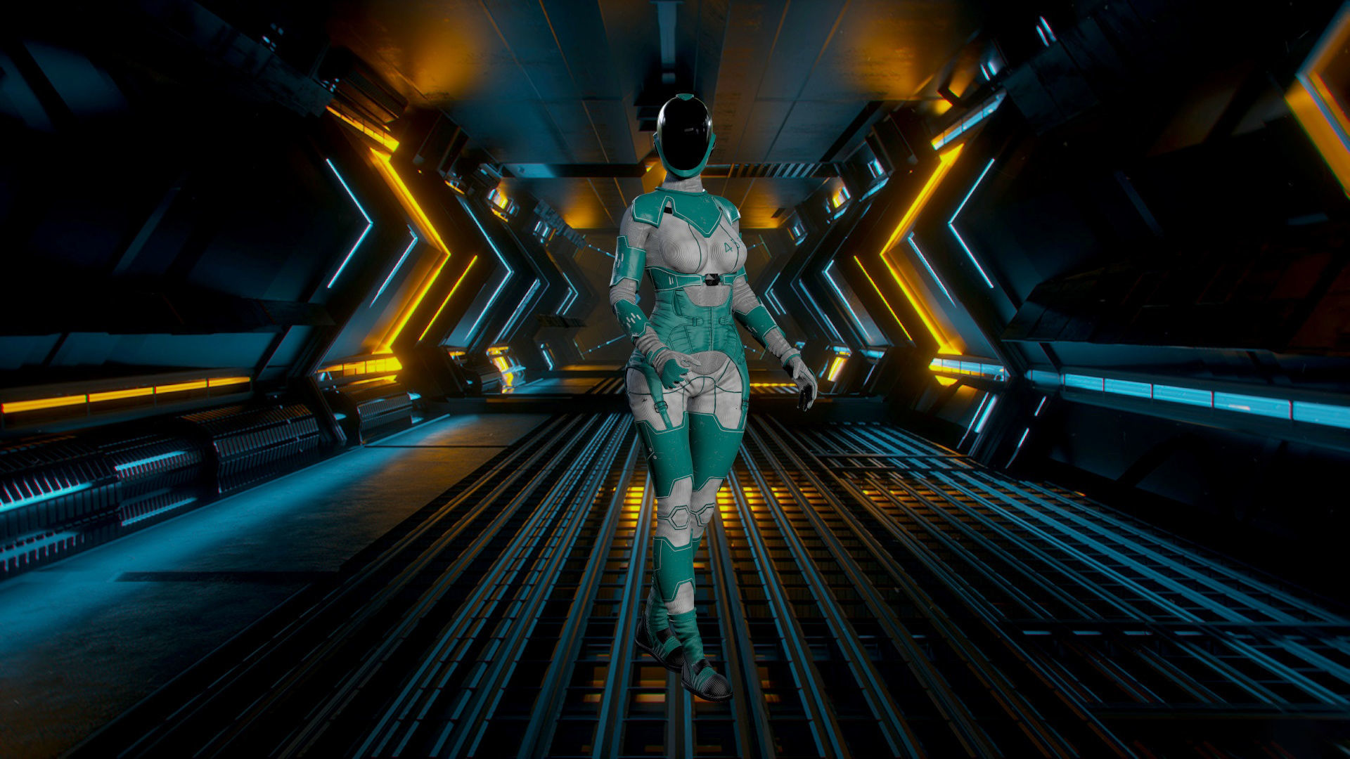 Space girls Low-poly 3D model_7