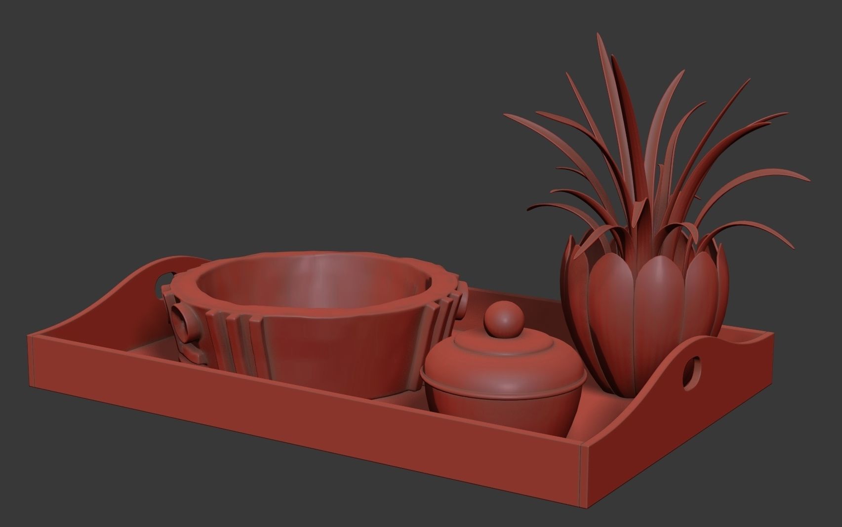 Tray with Decor 3D model_7