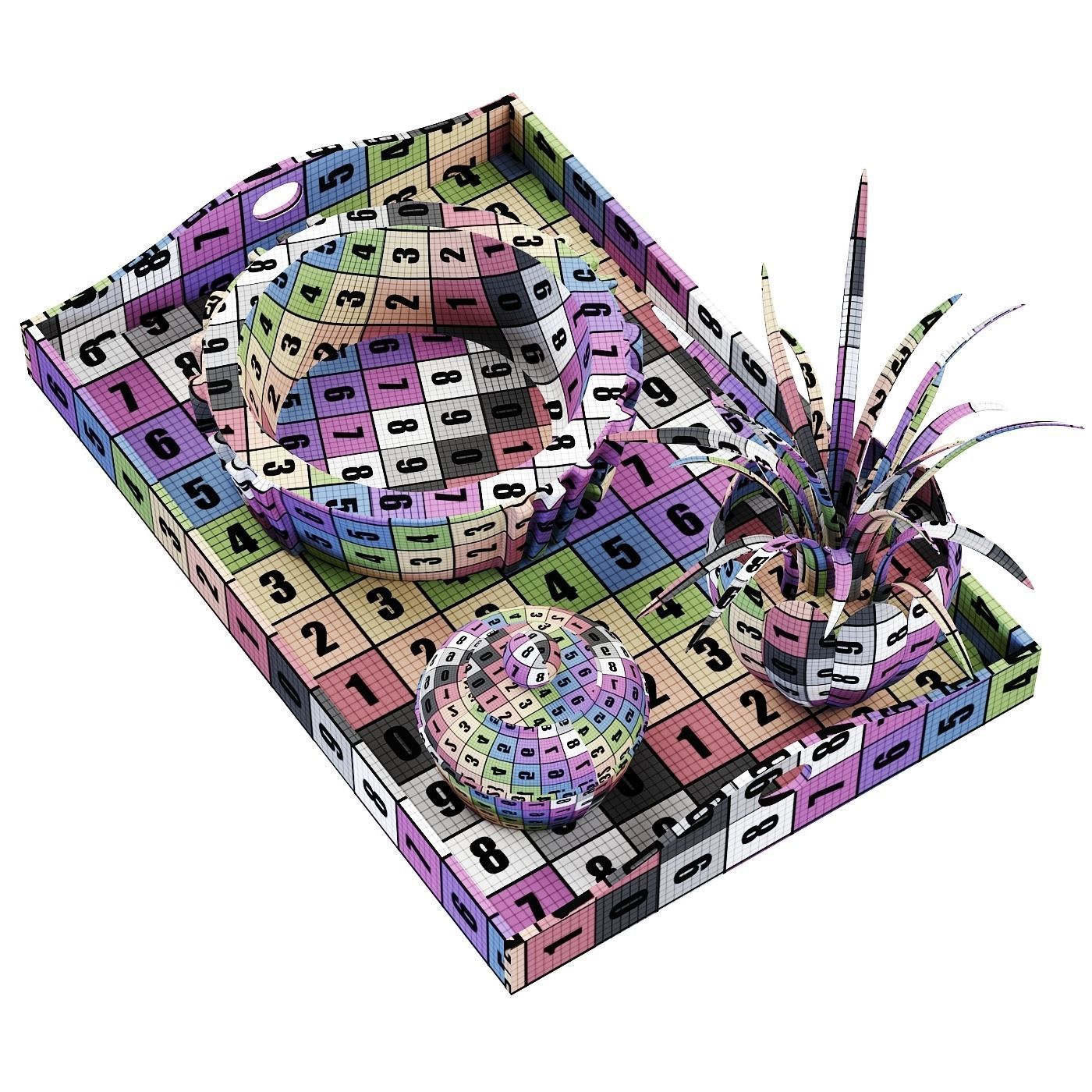 Tray with Decor 3D model_6