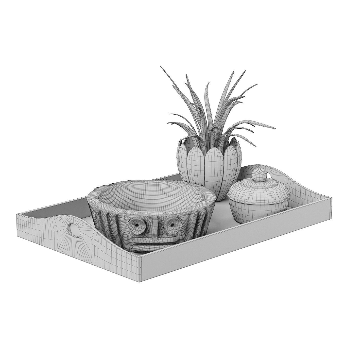 Tray with Decor 3D model_5