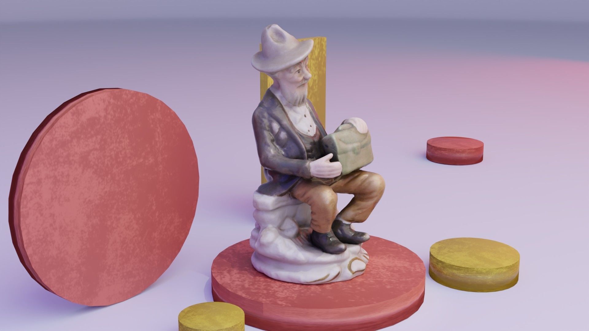 Old man and woman statue high-poly 3D Model Collection_15