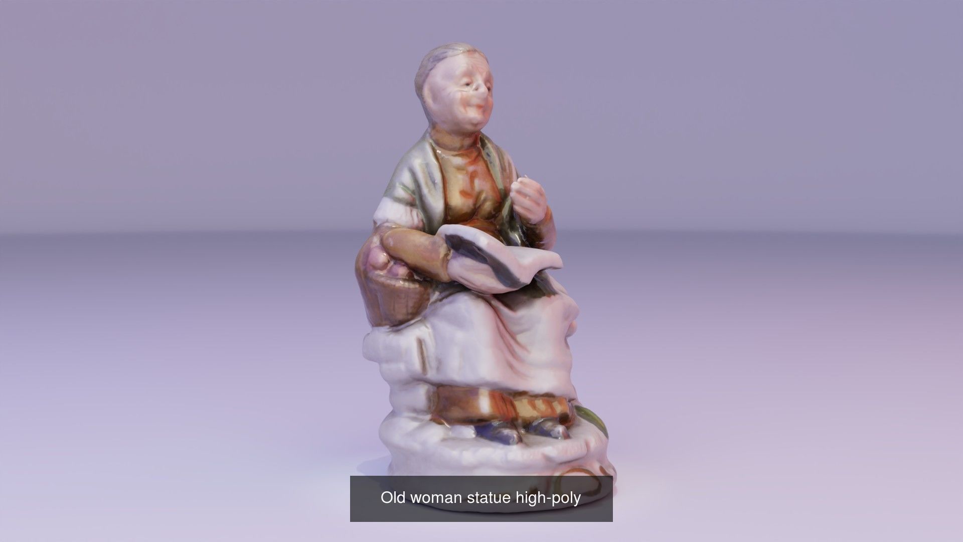 Old man and woman statue high-poly 3D Model Collection_7
